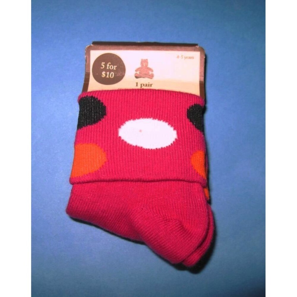 NEW Baby Gap kids girls cuff socks 4-5 4T 5T Miss MOD retro print ankle pink